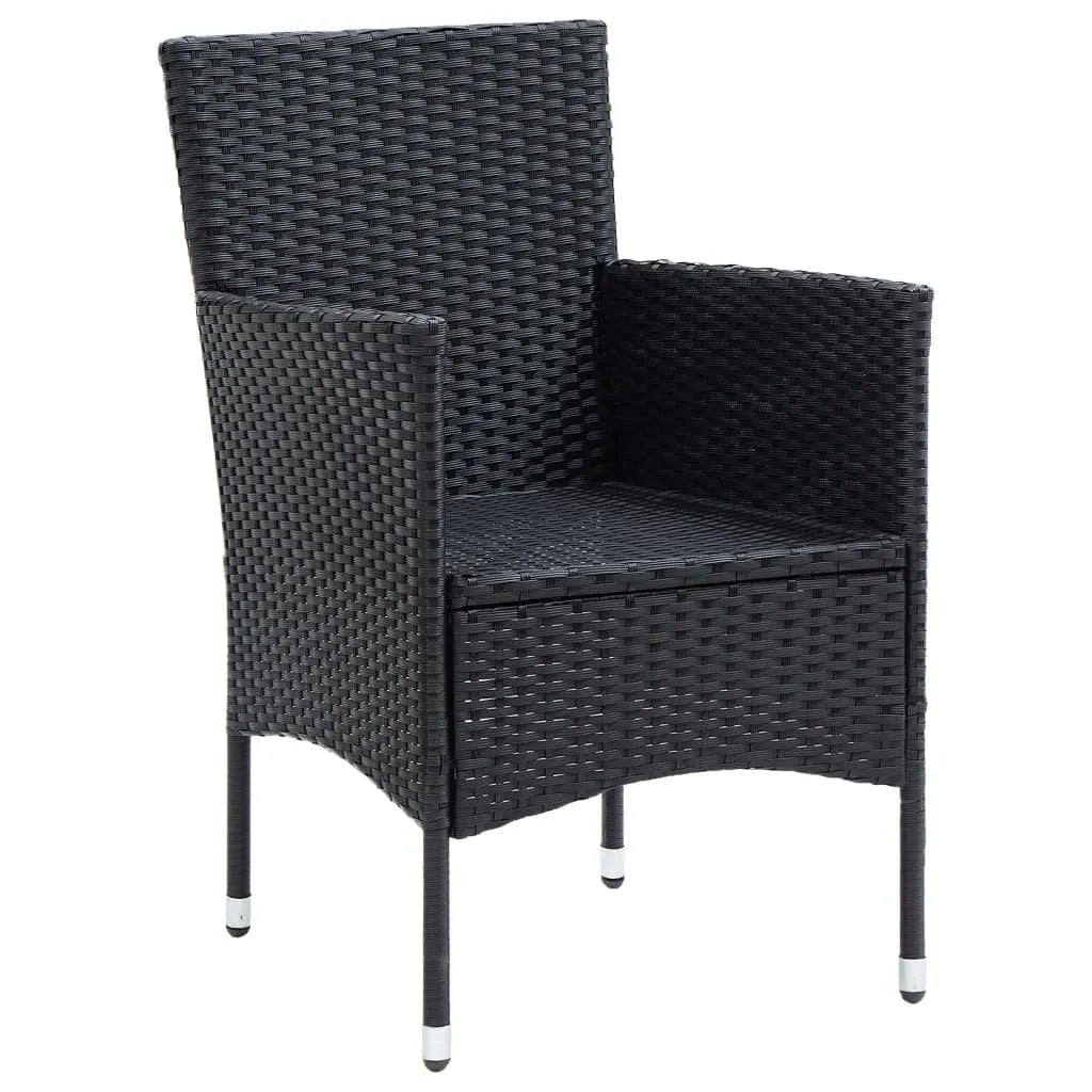 Set da Pranzo da Giardino 7 pz Nero con Cuscini in Polyrattan 3094977