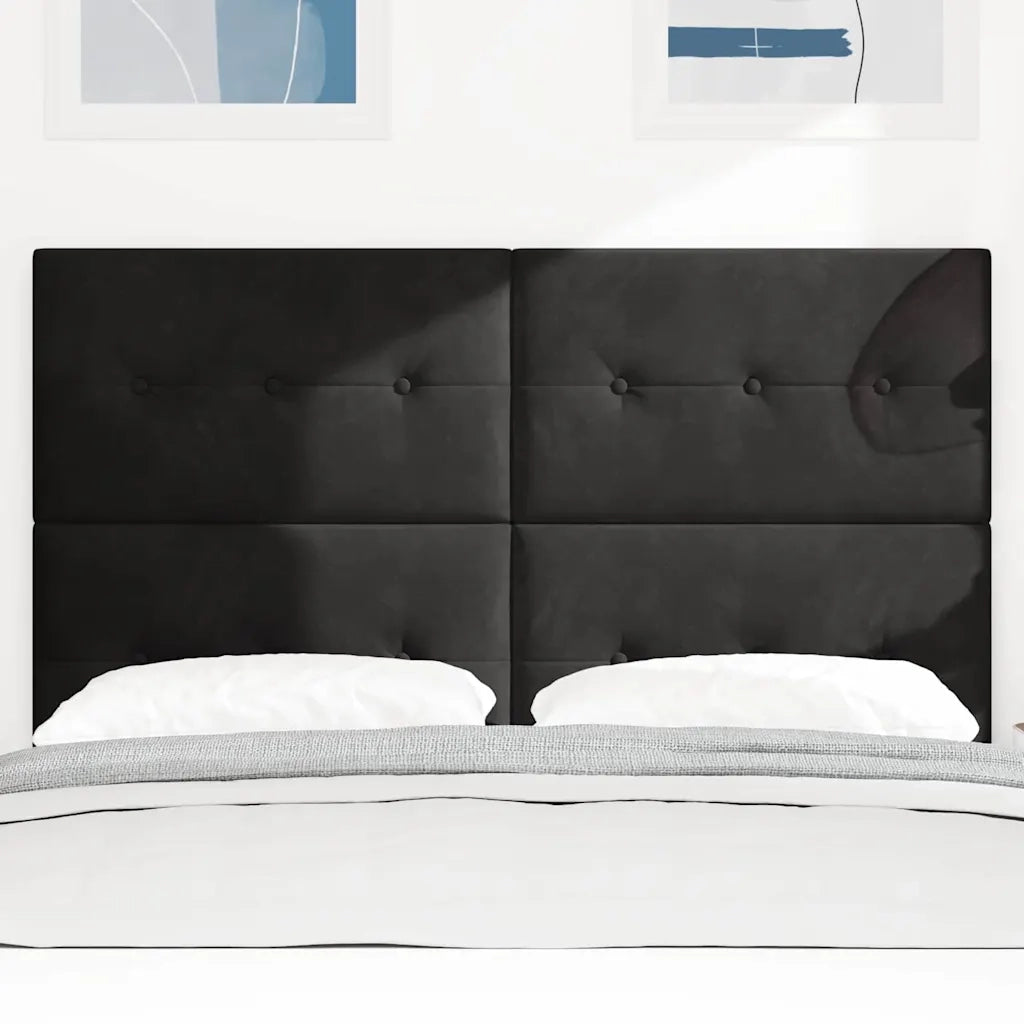 Testiera | Testata LED con strisce LED Nero 144 cm Velluto