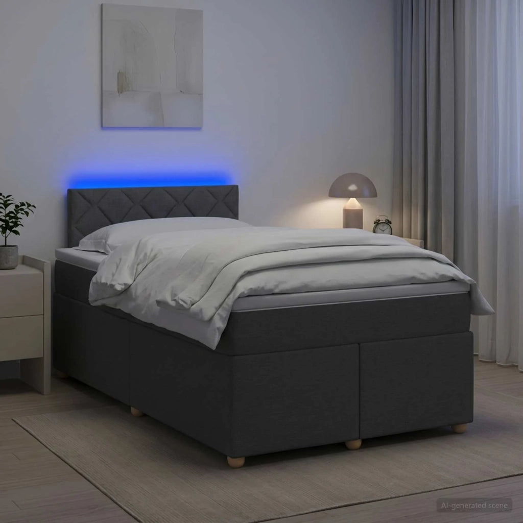 Letto box spring con materasso Grigio Scuro 120 x 190 cm 3452381