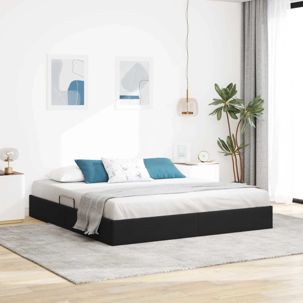 Letto matrimoniale | Letto per adulti | Letto ottomano con archiviazione Nero 160 x 200 cm Velluto