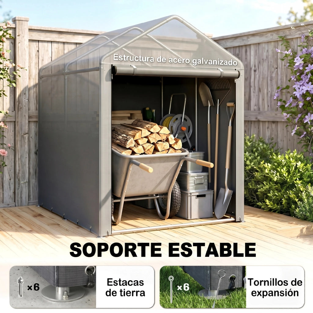 Tenda da Giardino per Biciclette ¨C Xylo ¨C 1,2x1,8x1,65 m Grigio Chiaro Impermeabile Anti-UV