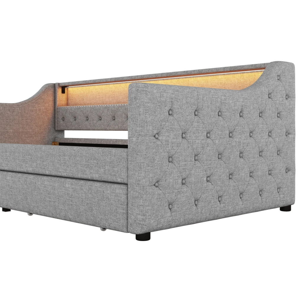 Daybed 90x200 cm con LED, USB e 2 cassetti