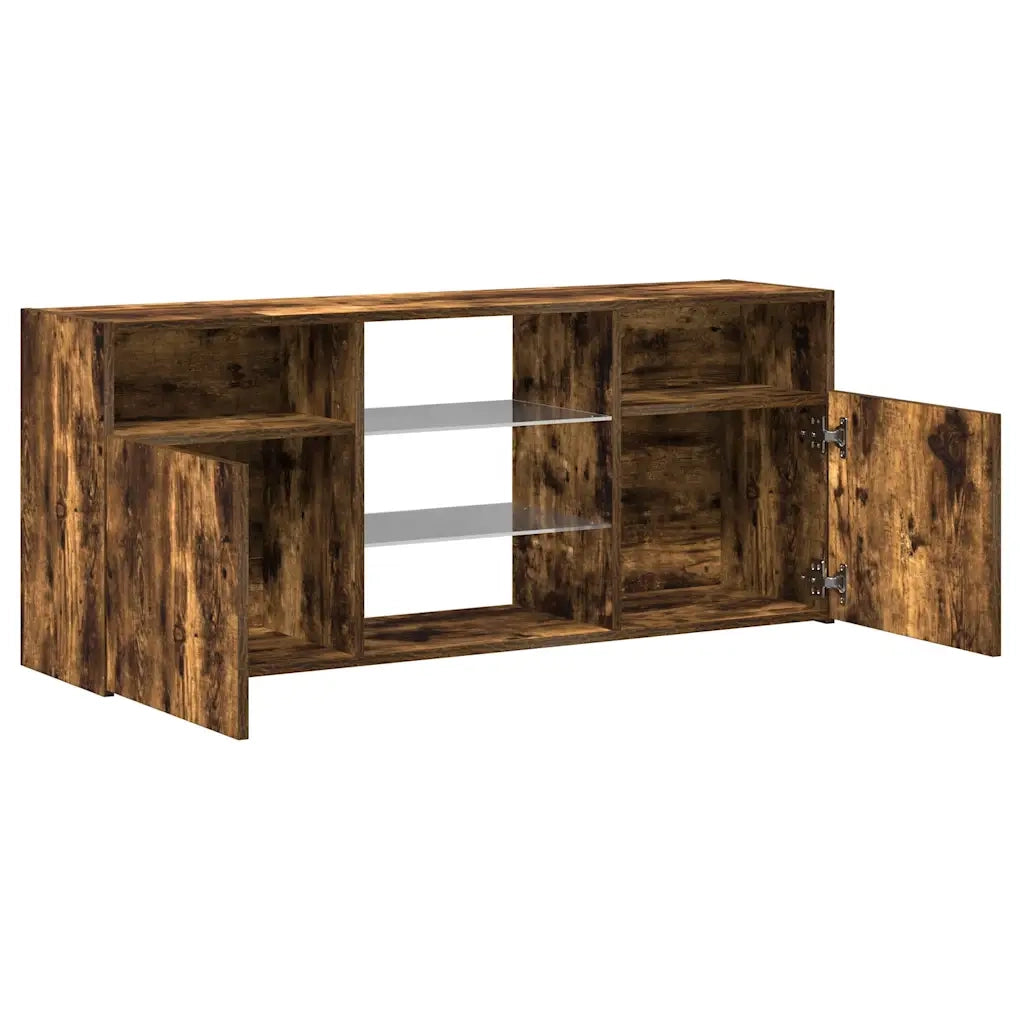 Mobile Porta TV con Luci LED Rovere Fumo 120x30x50 cm 815714