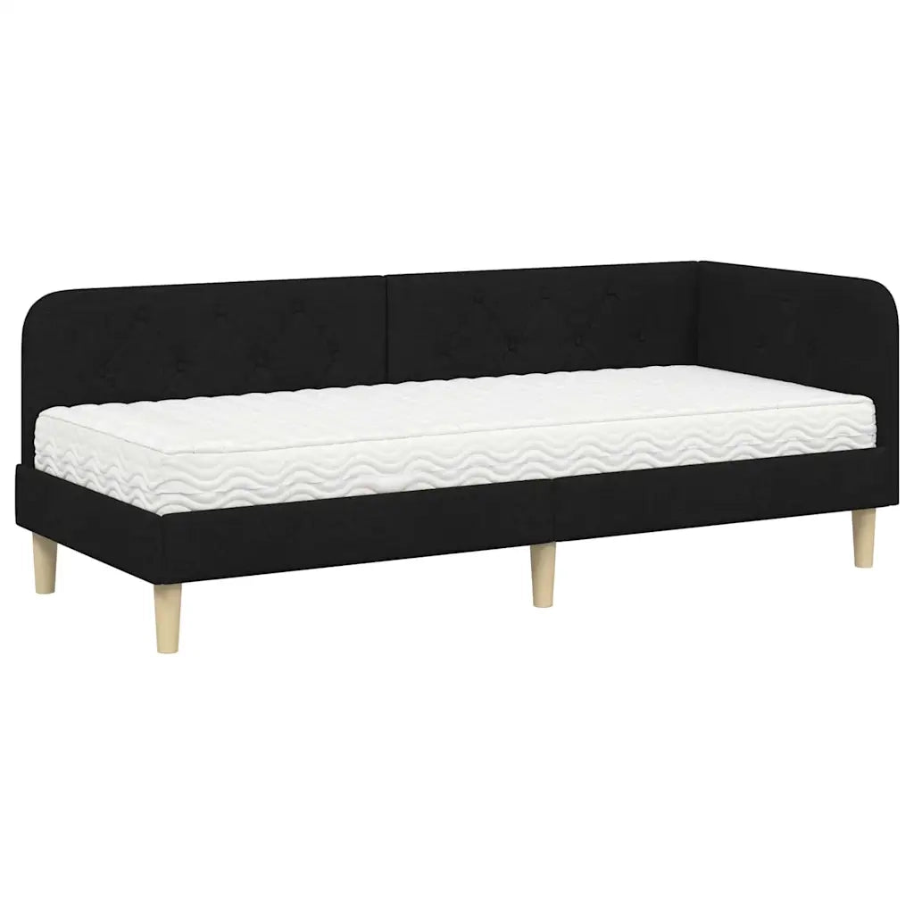 Cornice del letto ad angolo Nero 80 x 200 cm Tessuto 3394103