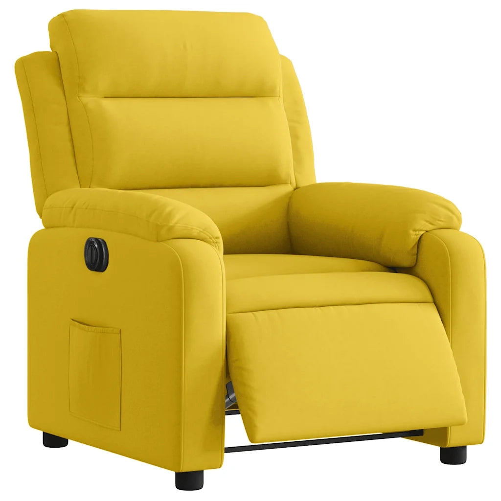 Poltrona Reclinabile Elettrica Gialla in Velluto 3205077