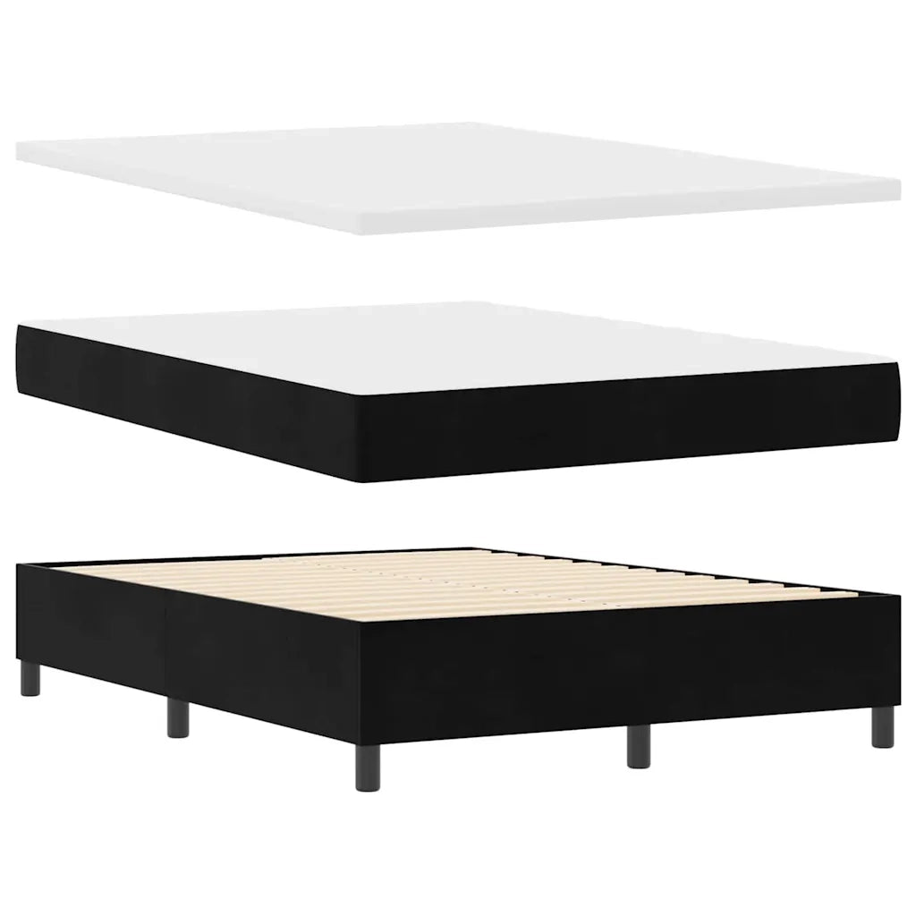 Letto a molle con materasso Nero 140 x 190 cm Velluto