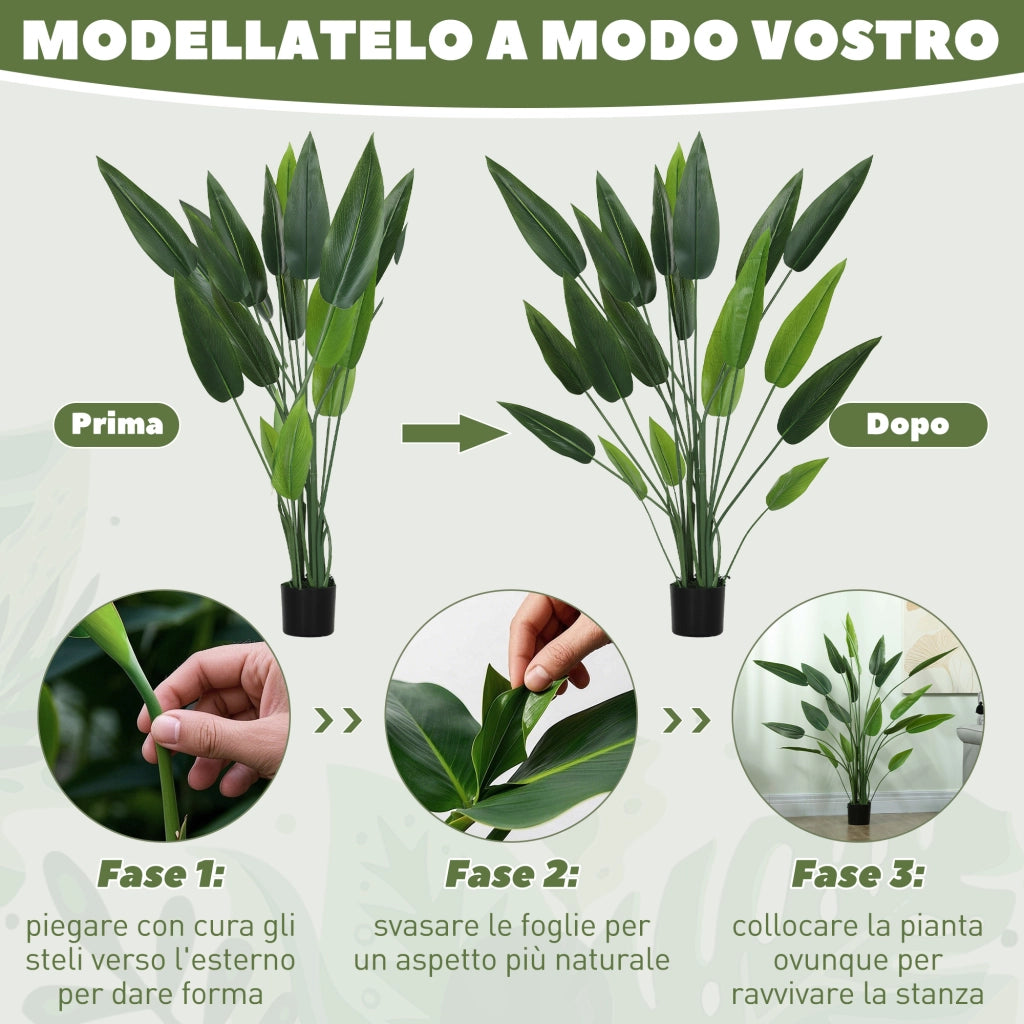 Pianta Artificiale Uccello del Paradiso ¨C Minimal ¨C Verde 140 cm con Vaso