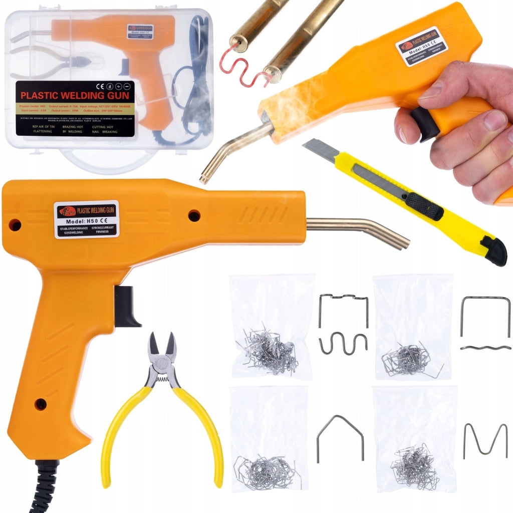 Saldatore e Graffatrice per Plastica con Set di 200 Graffette e 800 Graffette di 8 Tipi – Kit Completo per Saldatura