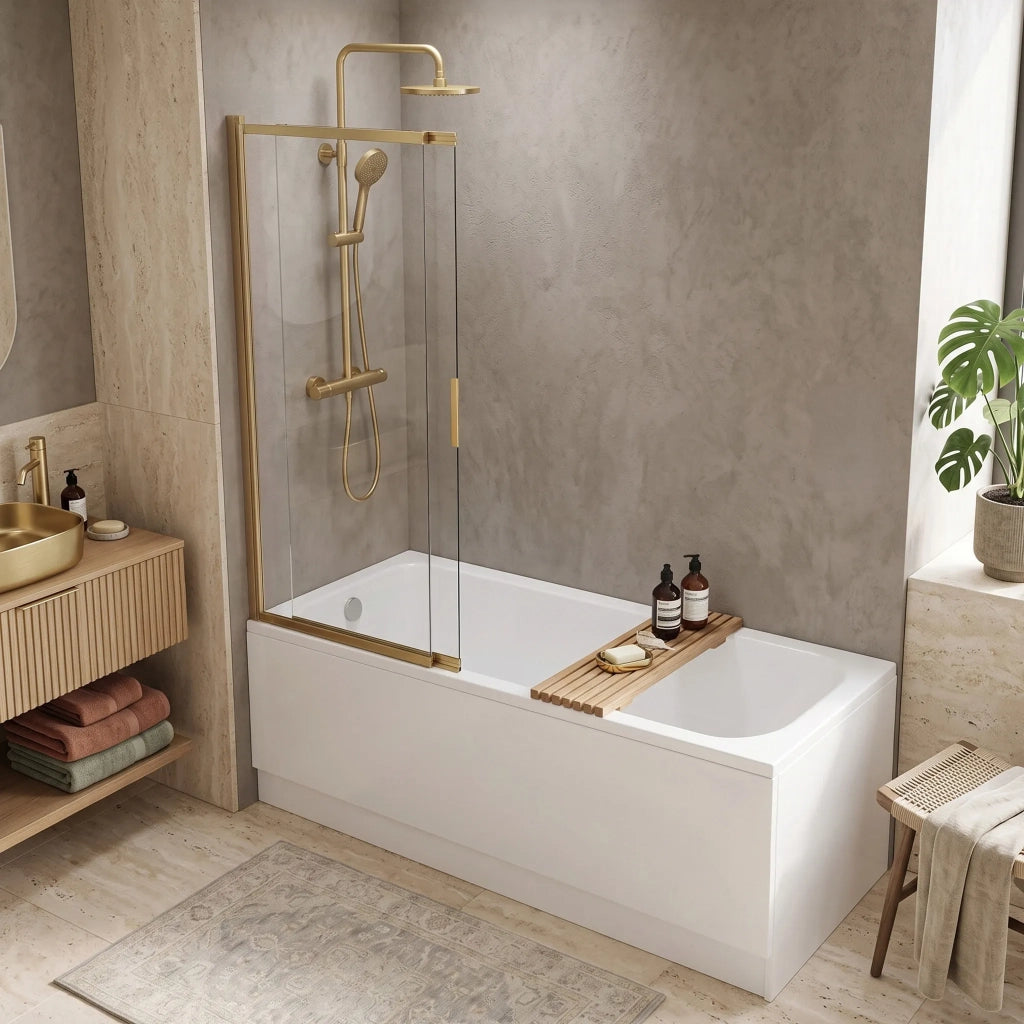 Paravento Vasca Scorrevole Rea Dario Brush Gold 120