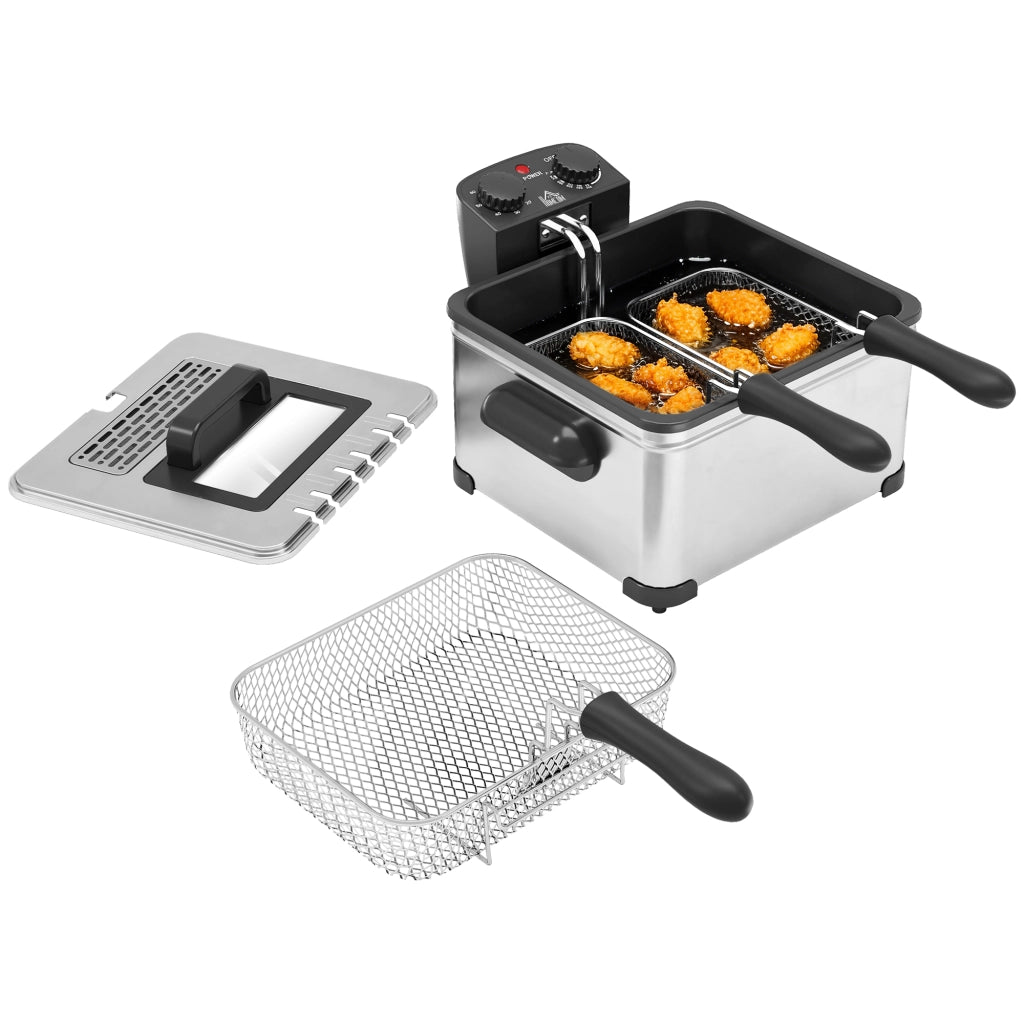 Friggitrice 5 litri con timer e controllo temperatura 2000W ¨C zephmum ¨C cestello amovibile e finestra di visualizzazione