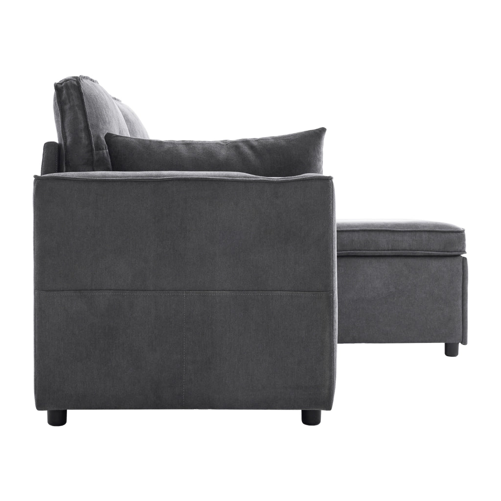 Divano letto L - Zephmum - Design moderno, bracciolo con portabicchieri, stoccaggio