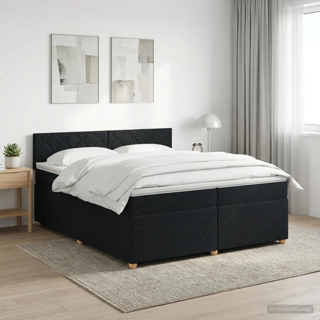 Letto box spring con materasso Nero 200 x 200 cm Tessuto 3451044
