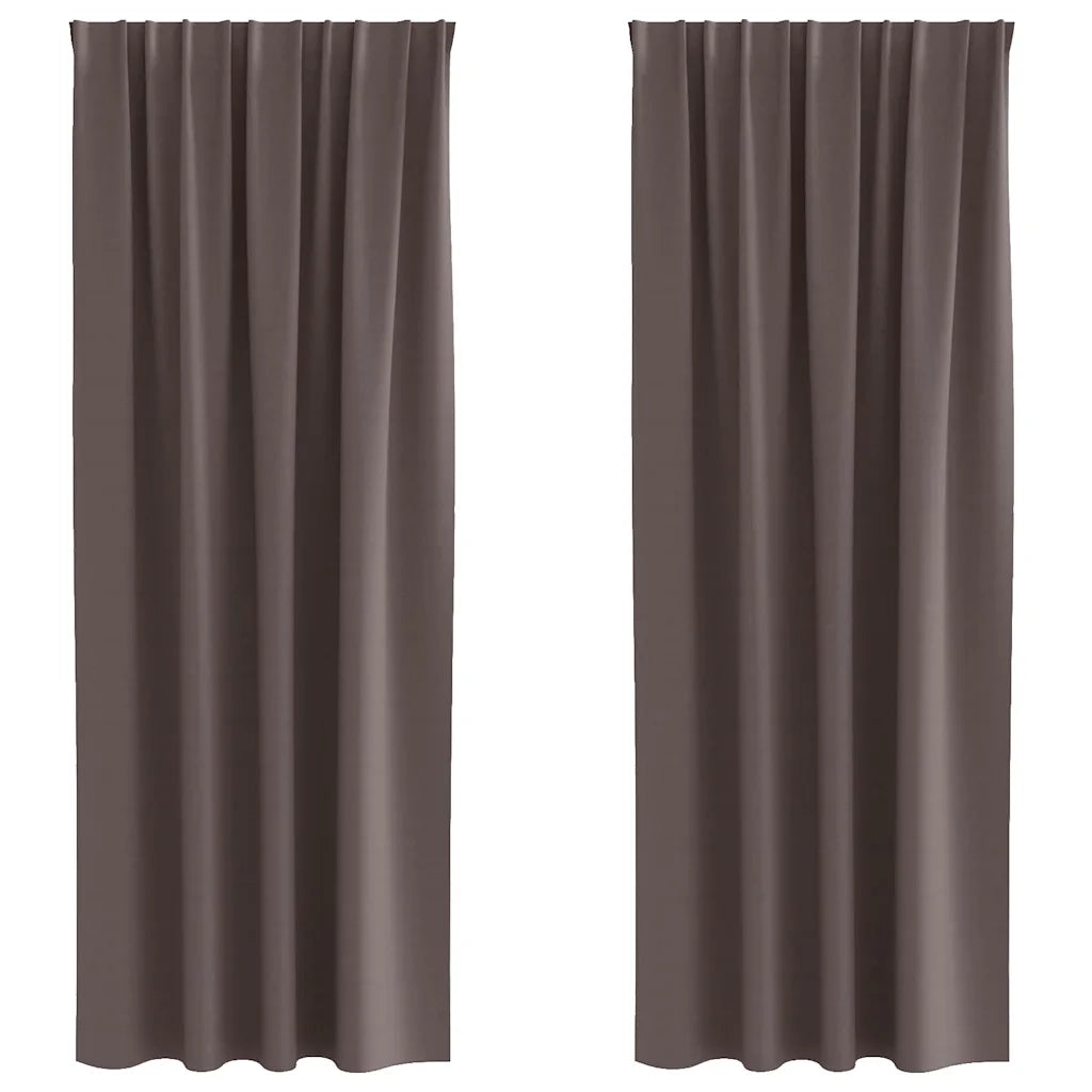 Tende Oscuranti | Tende Blackout con Anelli 2 pz Marrone Scuro 260 x 140 cm