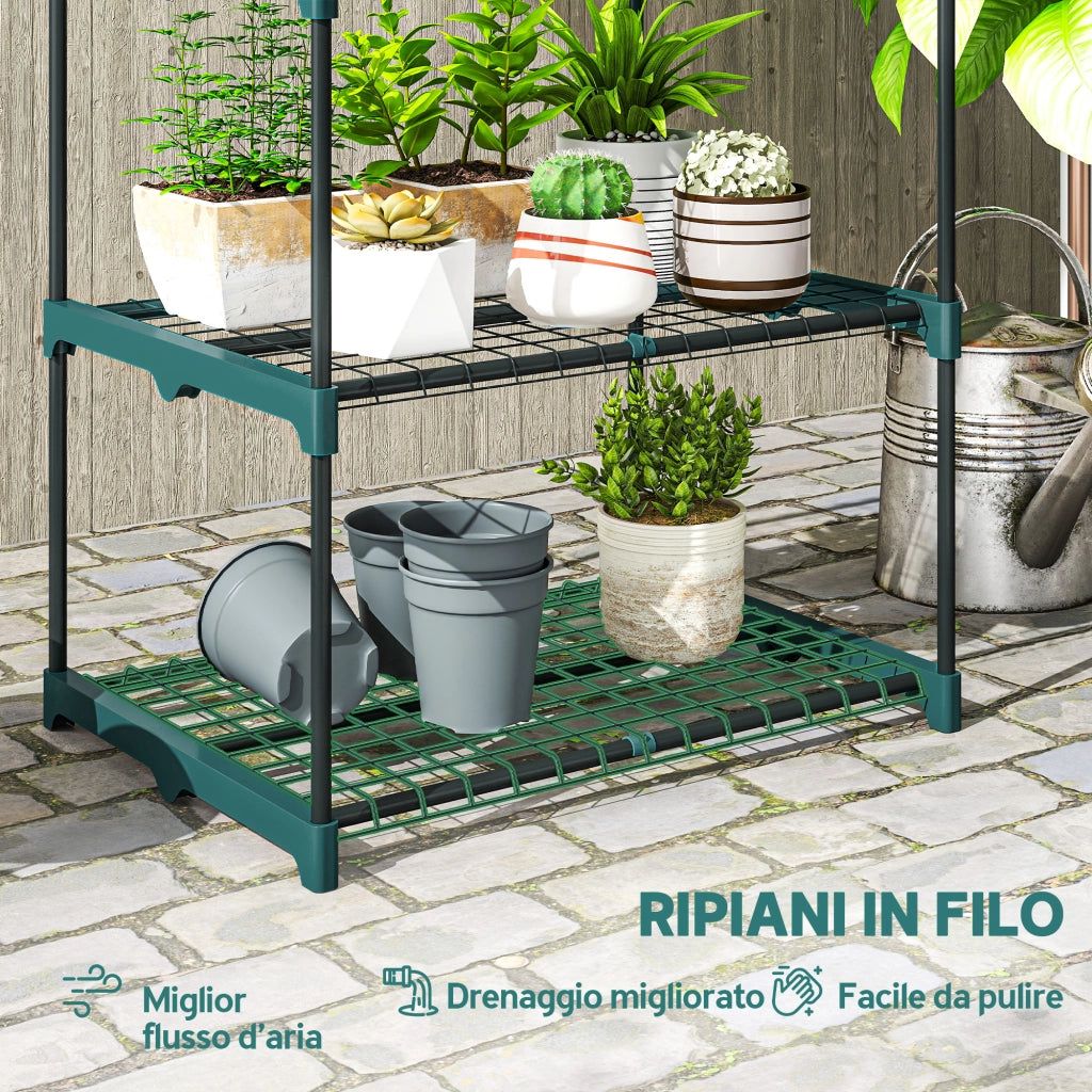 Portapiante a 4 Livelli ¨C Minimal ¨C Verde, Acciaio, Plastica, 67x49x105 cm