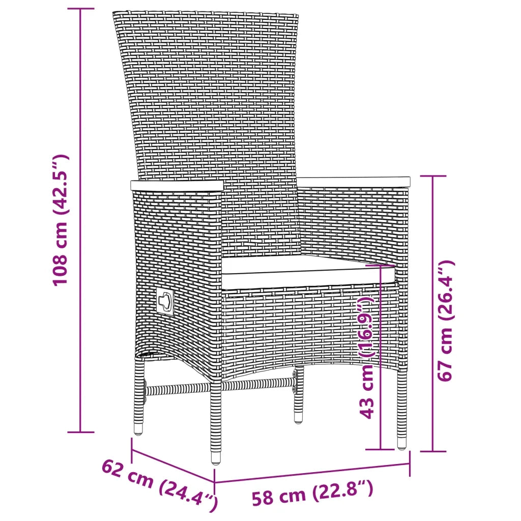 Set da Pranzo da Giardino 11pz con Cuscini in Polyrattan Grigio 3277561