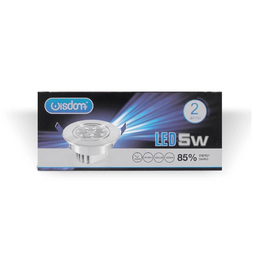 Faretto da incasso orientabile trasparente 5w 6000K luce fredda