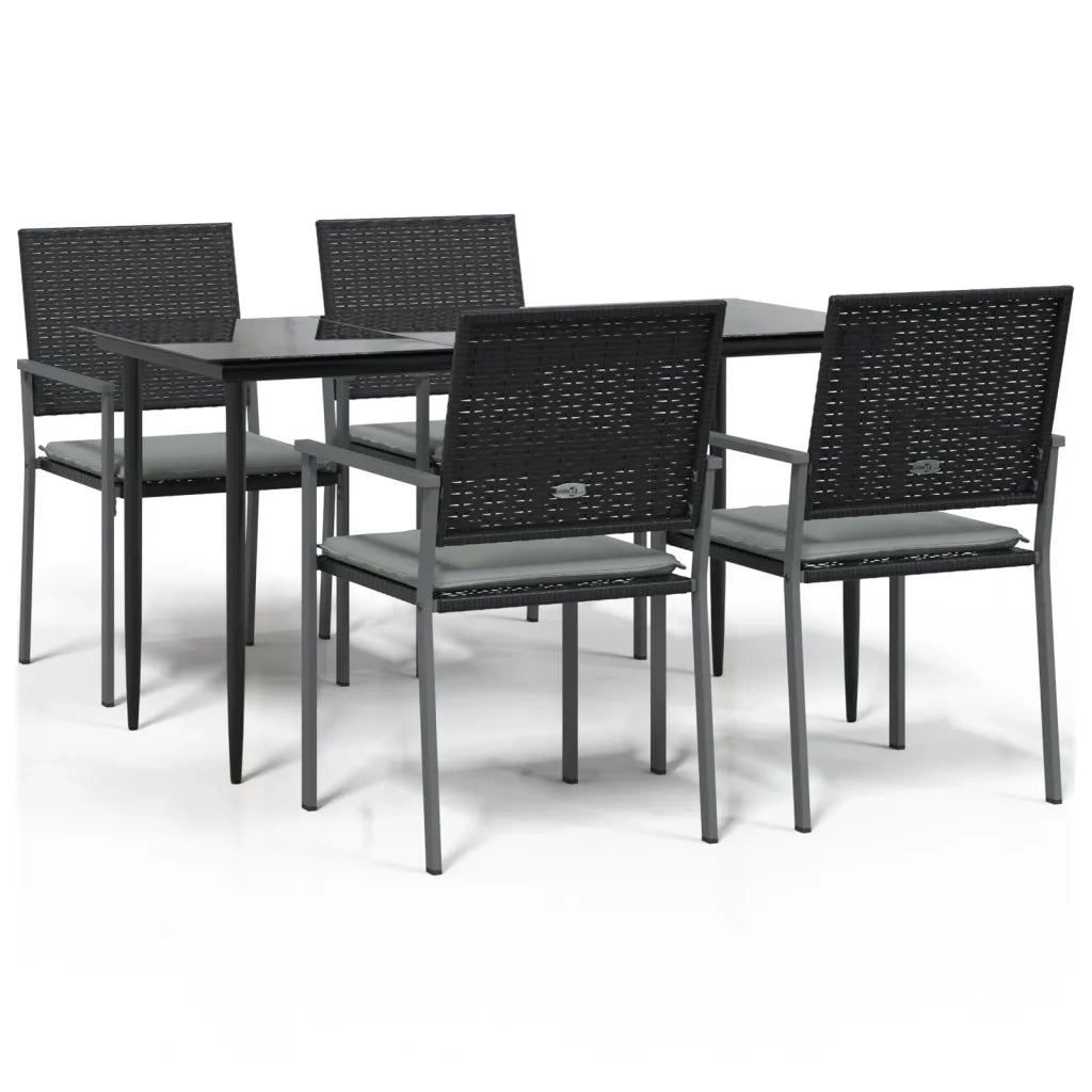 Set Pranzo da Giardino 5pz con Cuscini in Polyrattan e Acciaio 3187005