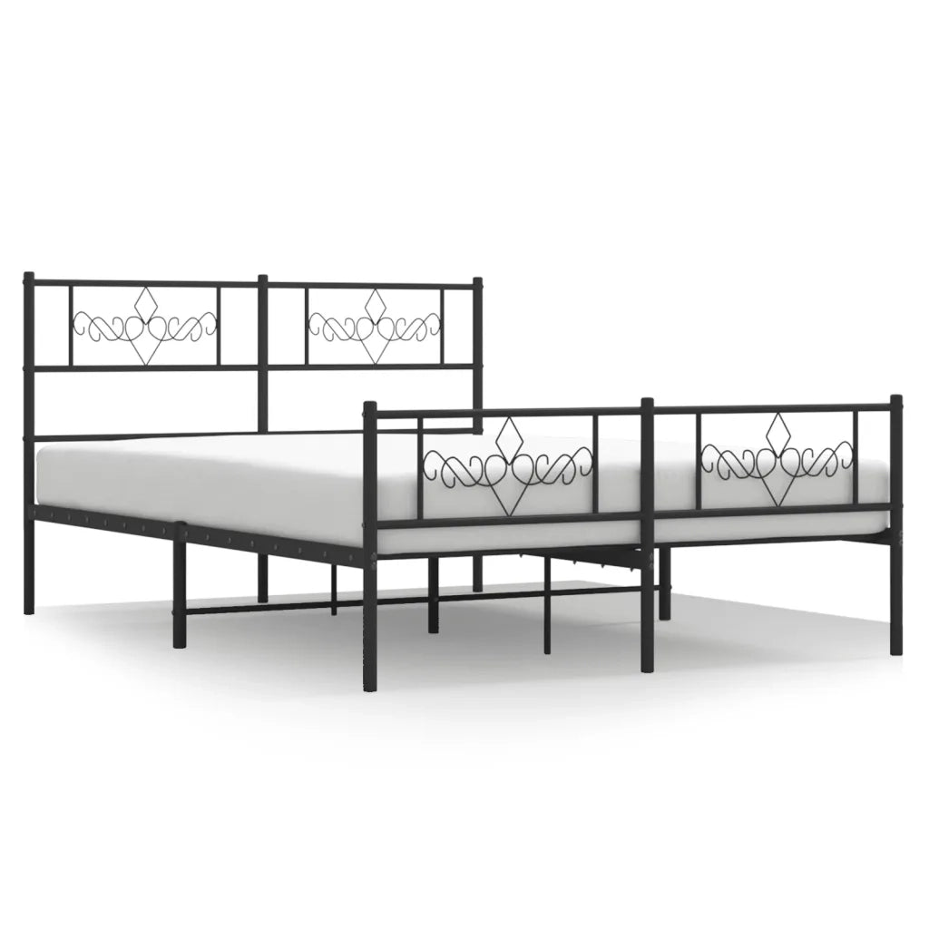 Letto matrimoniale | Letto per adulti | Giroletto senza Materaso con Pediera in Metallo Nero 160x200 cm