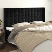 Testiera ad Orecchio-Testata con Orecchie Nera 163x16x118/128 cm in Velluto 145231