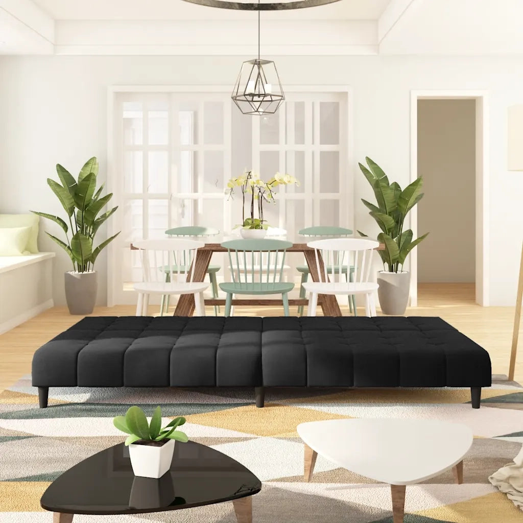 Divano Letto a 2 Posti-Sofa Letto 2 Posti-Daybed Nero in Velluto 832479