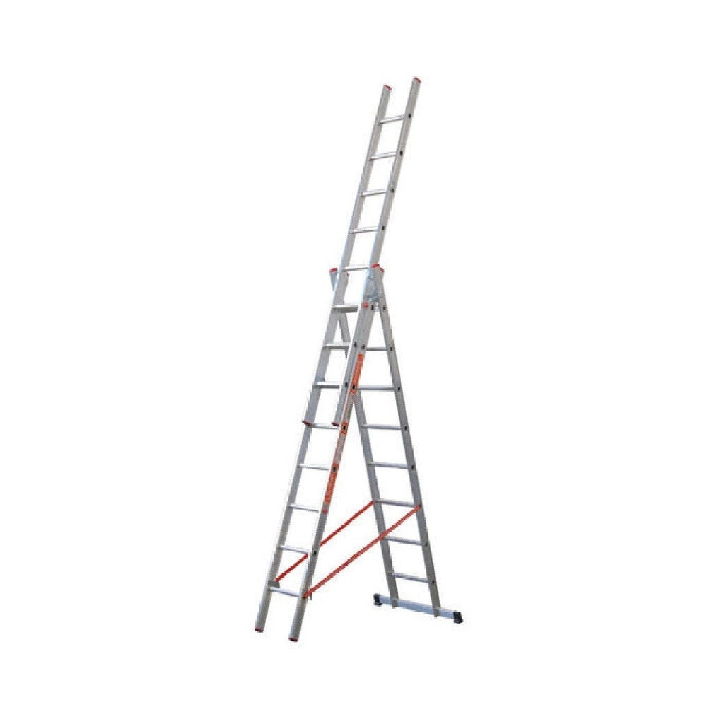 Trade Shop - Scala Tripla Trasformabile 3 Elementi In Alluminio A Sfilo O A Cavalletto Modula -   -3 X 7 Gradini    -