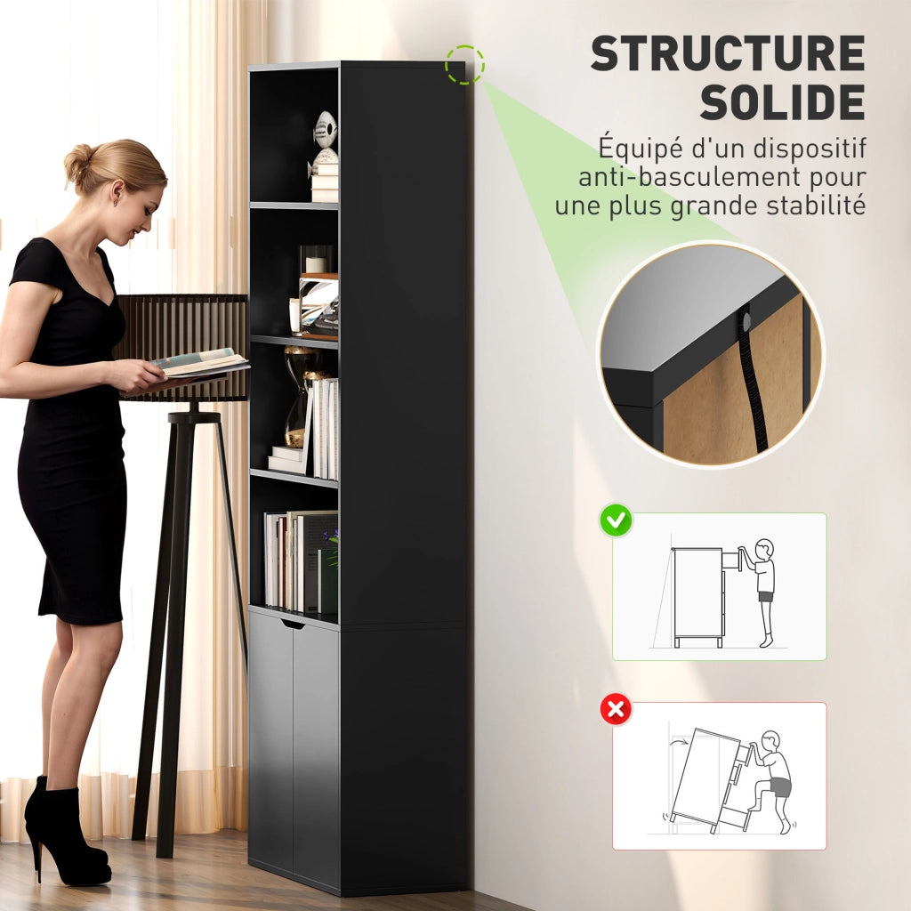 Libreria con ante e ripiani ¨C Xylo ¨C Legno nero 59x29x180 cm