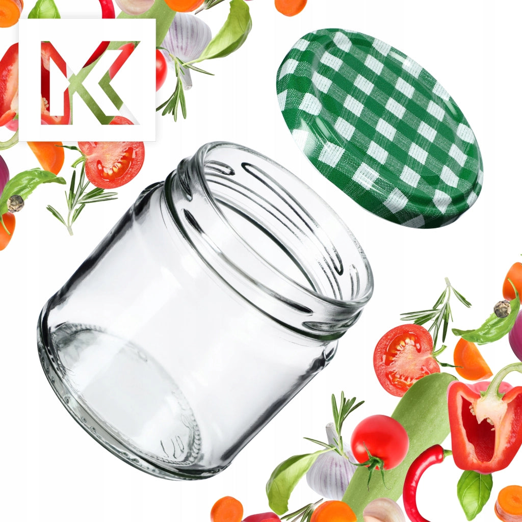 Barattoli per conserve KADAX Lerma 200ml 50 pezzi 66mm + coperchio "Griglia verde"