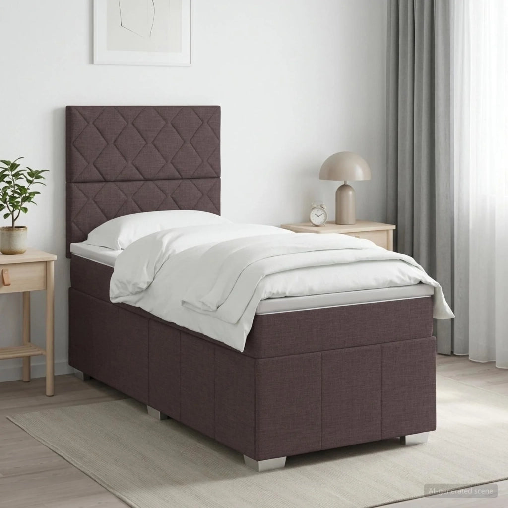 Letto box spring con materasso Marrone Scuro 90 x 200 cm 3454060