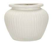 Vaso Chil moderno in MGO color crema - Ø 48x38 cm, forma bombata con superfici scanalate - Vaso da interno decorativo