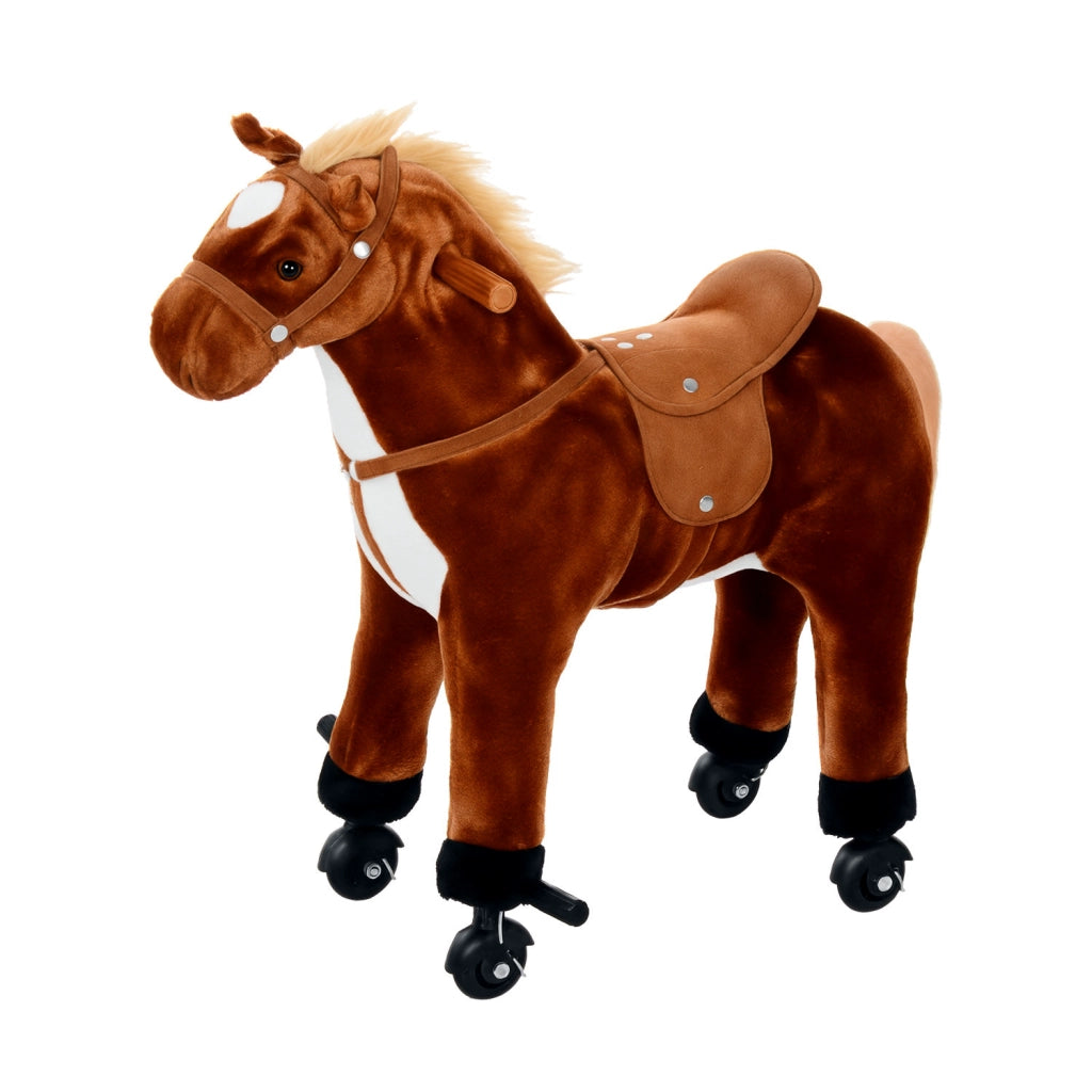 Cavallo a Dondolo Bambini Imbottito con Suoni ¨C Minimal ¨C Marrone 65x28x75