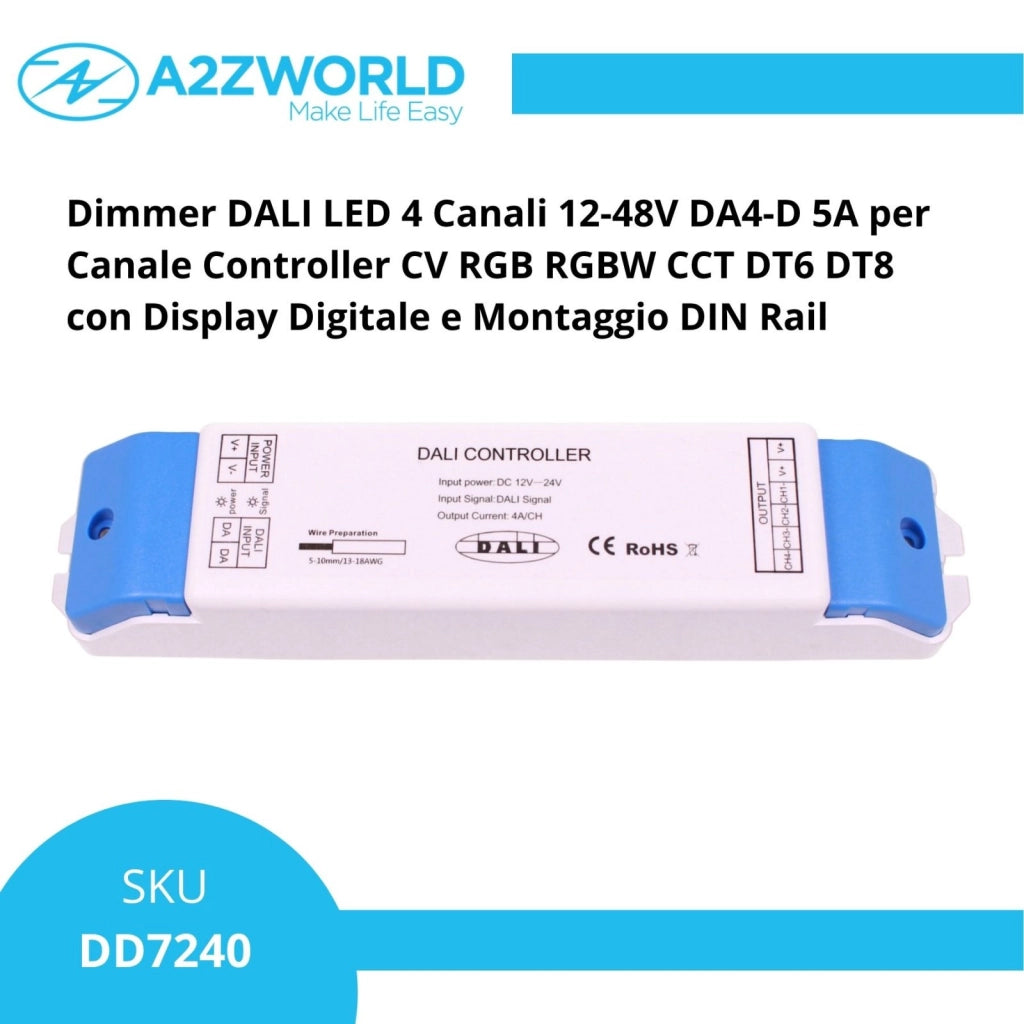 Dimmer DALI LED 4 Canali 12V 24V 4A per Canale Controller Per Striscia Led Mono Colore NL704
