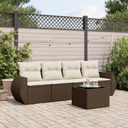 Set Divano da Giardino 5 pz con Cuscini Marrone in Polyrattan 3221092