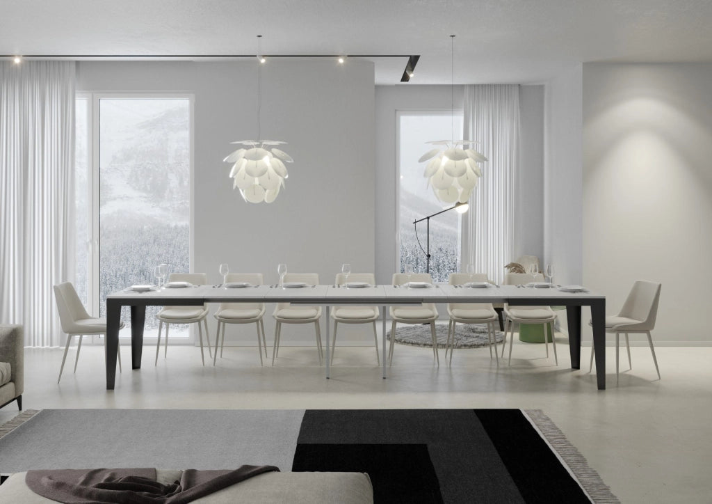 Tavolo Allungabile 120-380x90x77 cm Flame Evolution Bianco Frassino