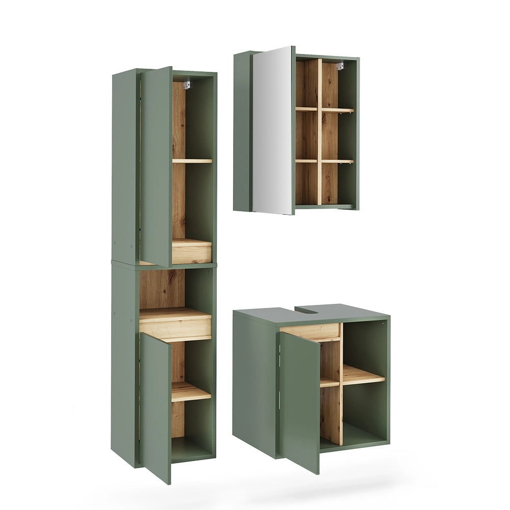 Vicco Set di mobili da bagno Verde/Artigianale 3 parti