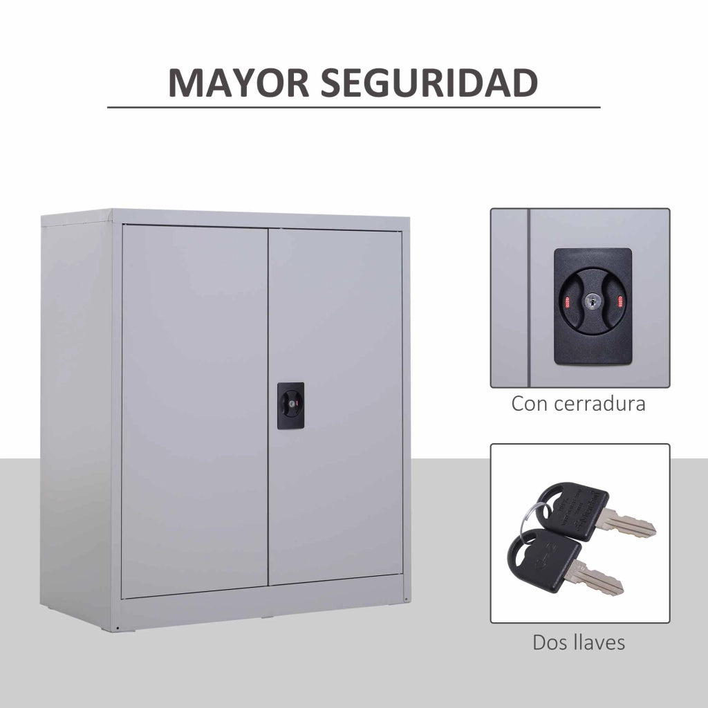 Armadio metallico con ante e cassetti ¨C zephmum ¨C 80x40x92,5 cm grigio