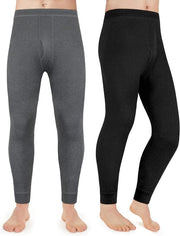 Pantaloni Termici Uomini - Abbigliamento di Base - 2 Paia - Nero e Grigio - M - XXL