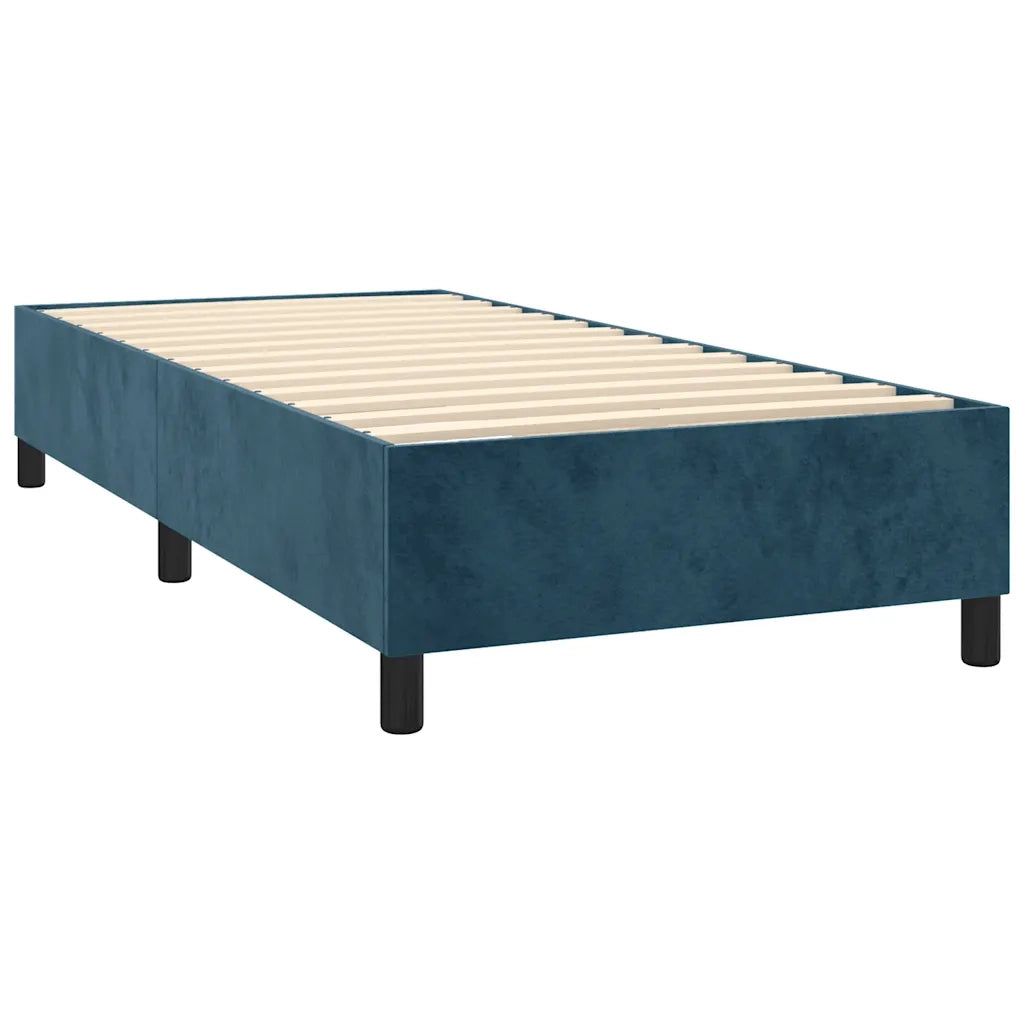 Letto a Molle con Materasso e LED Blu Scuro 90x200cm in Velluto 3139545
