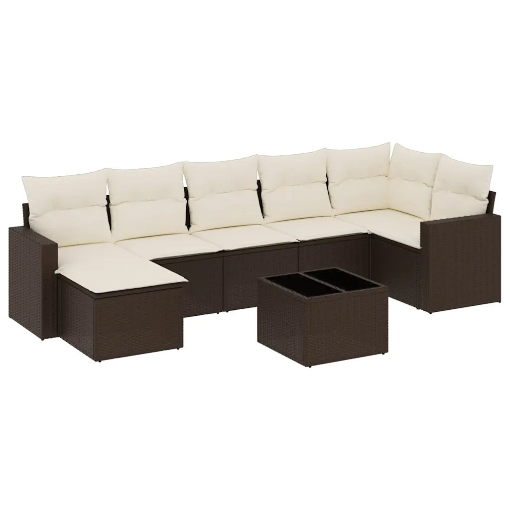 Set Divani da Giardino 8 pz con Cuscini Marrone in Polyrattan 3251630