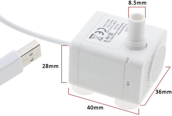 Pompa per acqua per animali - Dispositivo per distribuzione acqua - Bianco - Modello 196-PE - Silenzioso e risparmiatore di energia - Adatto per gatti e cani