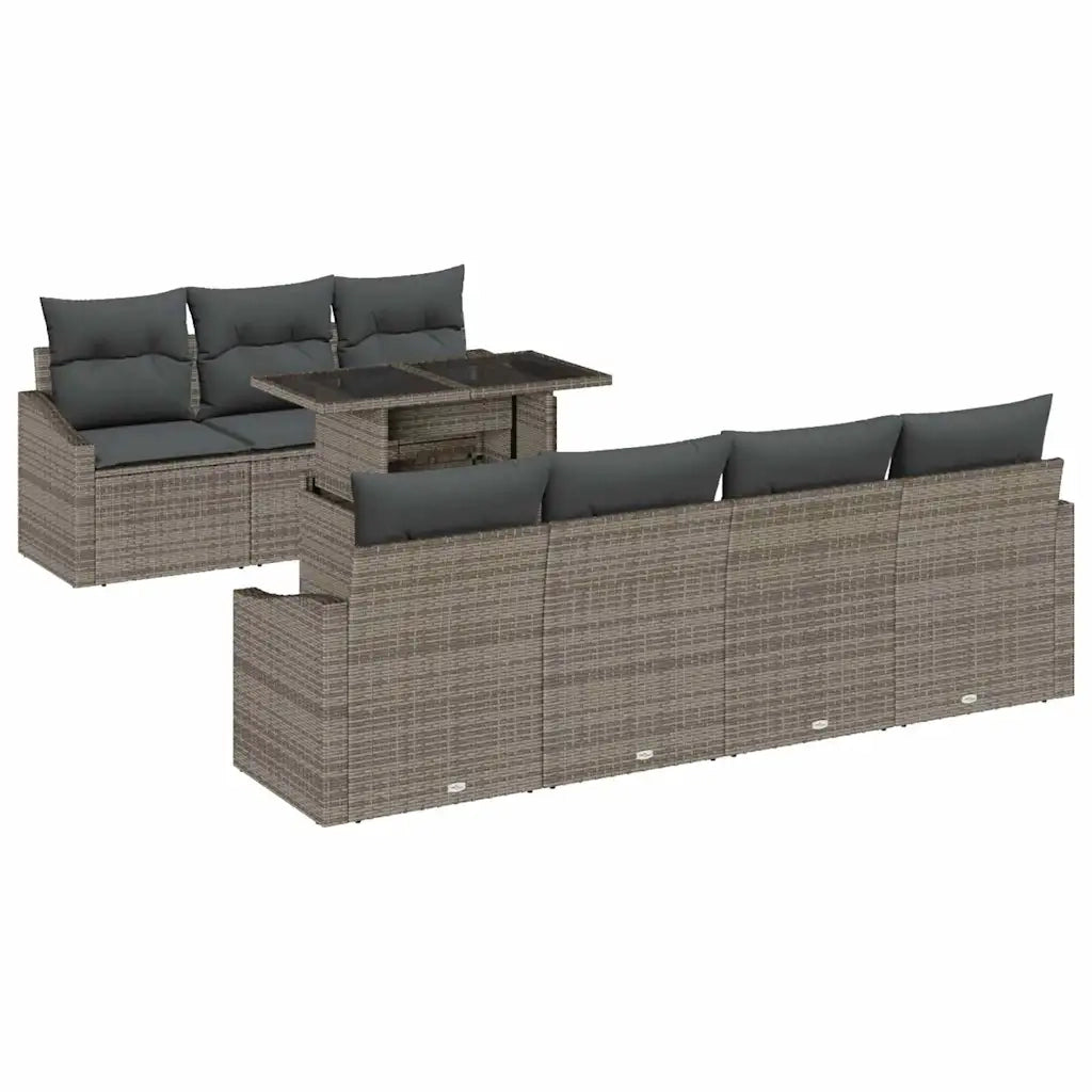 Set Divano da Giardino con cuscino 8 pcs Grigio polyrattan 3348945