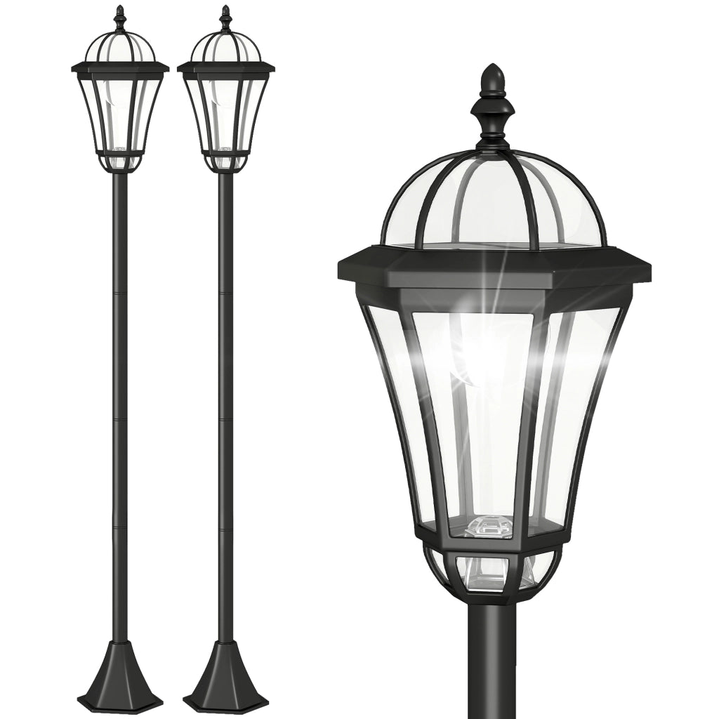 Set Lampioni Solari per Giardino ¨C Minimal ¨C 2 Pezzi, Nero