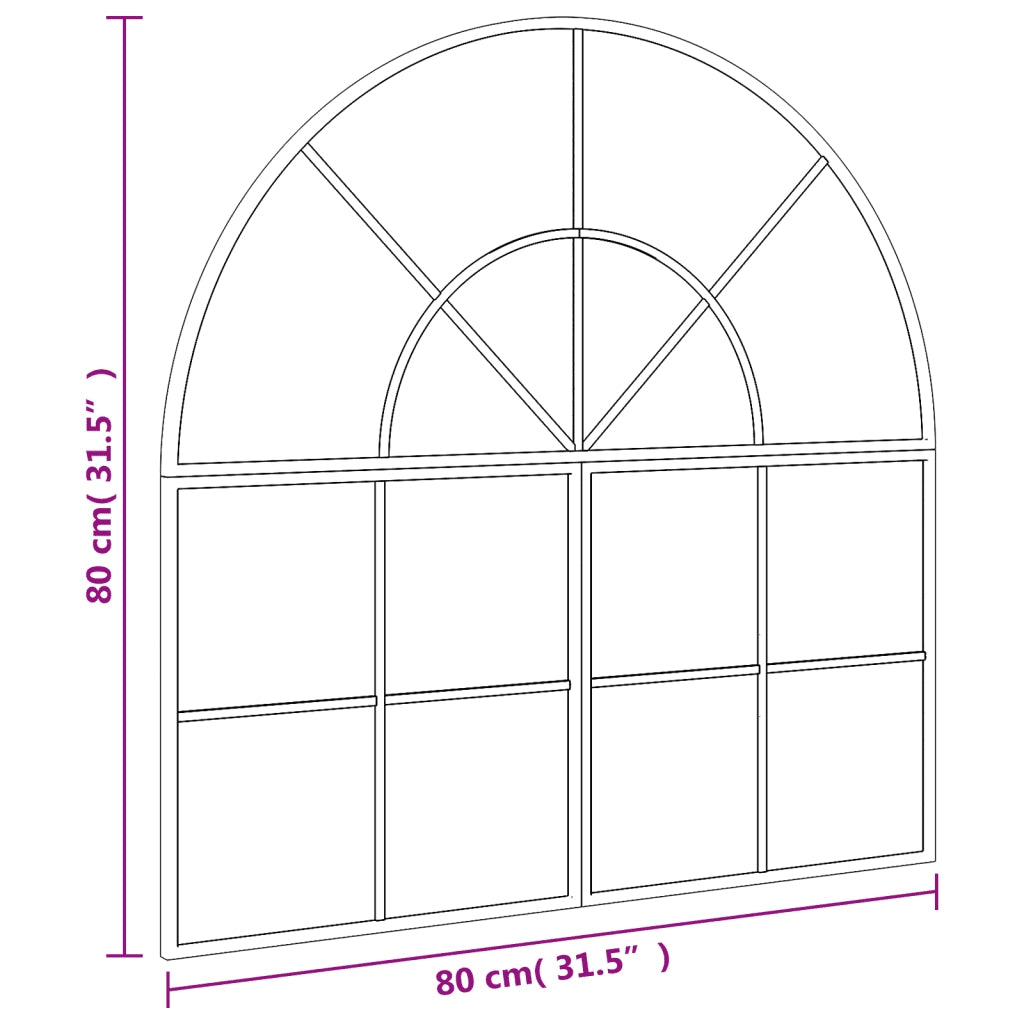 Specchio da Parete | Specchio decorativo Nero 80x80 cm Arco in Ferro