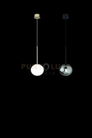 SOSPENSIONE JEWEL SINGOLA ORO VETRO BIANCO SATINATO ATTACCO E14 D.17CM