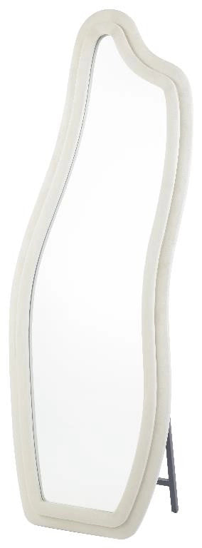 Specchio da Arredo con Cornice in Velluto Onda Beige 160 x 55 cm