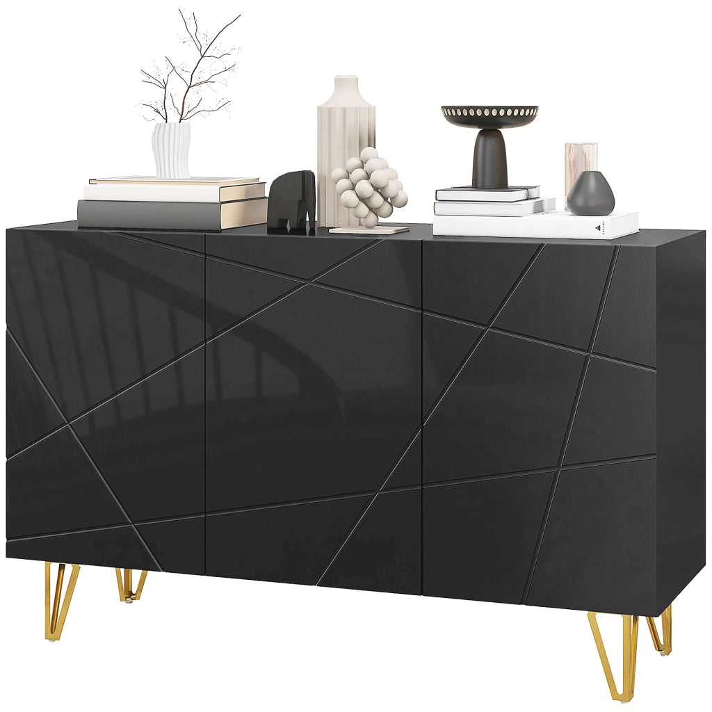 Credenza con 3 ante e ripiani regolabili ¨C Xylo ¨C Nero 120x40x75 cm