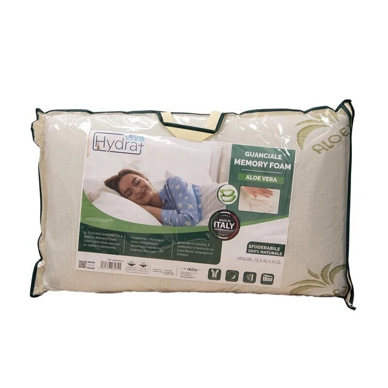 HYDRA VIVA GUANCIALE MEMORY ALOE VERA SFODERABILE 100% NATURALE 72 X 42 X H13