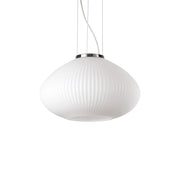 Sospensione Moderna Plisse' Metallo Cromo 1 Luce E27 D35Cm