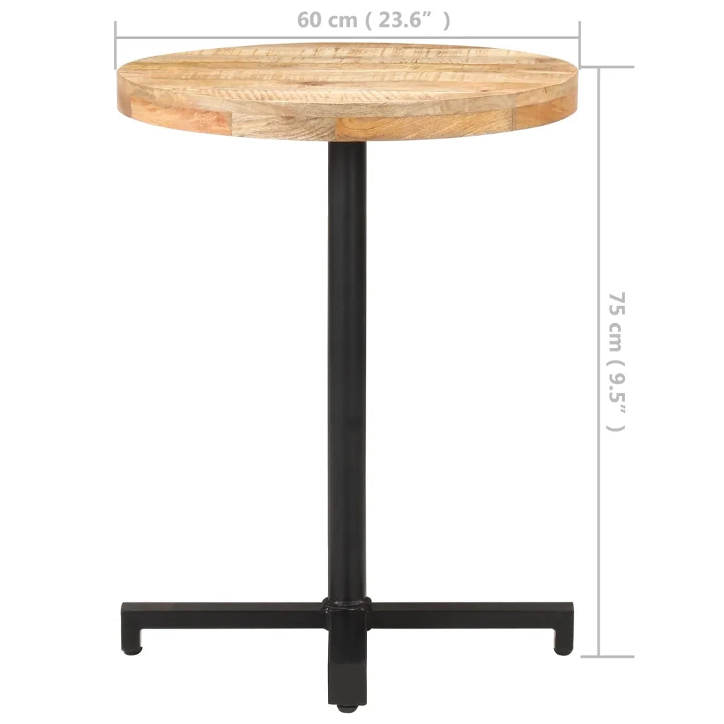 Tavolino da Bistrot Rotondo ?60x75 cm in Legno di Mango Grezzo