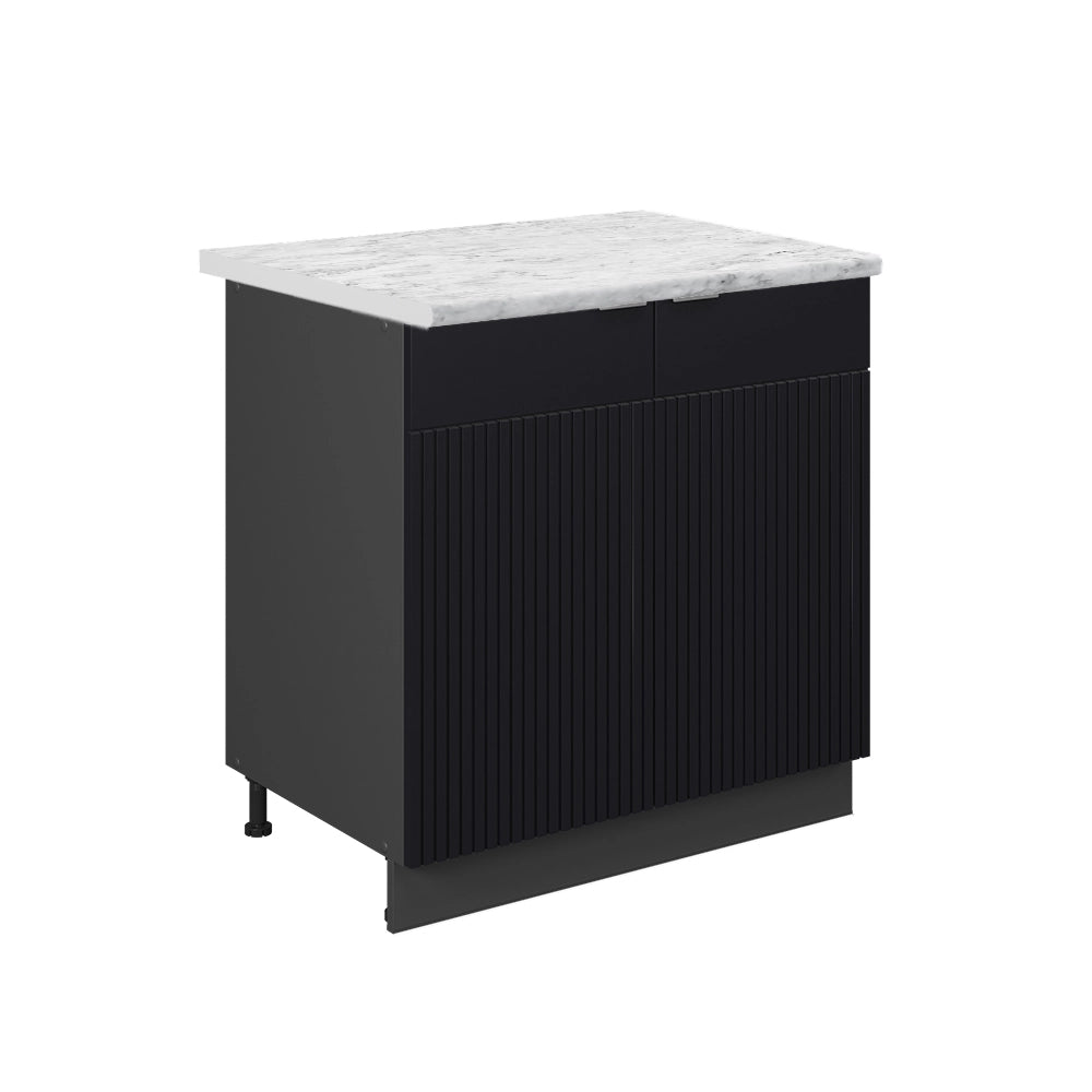 Mobile lavello cucina Fame-Line Nero rigato/Antracite 80 cm con ripiano, PL Marmo Vicco