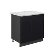 Mobile lavello cucina Fame-Line Nero rigato/Antracite 80 cm con ripiano, PL Marmo Vicco